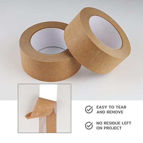 Lichamp 4 Pack Brown Painters Tape 2 inch Wide, Medium Adhesive Brown