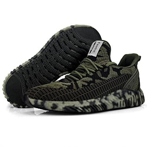 Feethit Mens Tennis Shoes Slip Resistant Running Walking Shoes Lightweight Slip on Athletic