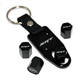 Dodge Jeep Mopar SRT Valve Stem Caps Key Chain Fob Black