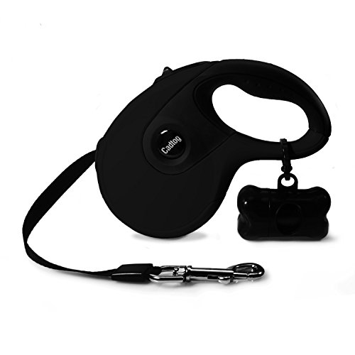 Cadtog Retractable Dog Leash,16 ft Dog Walking Leash for Medium Large Dogs up to 110lbs,One Button Break & Lock, Dog Waste Dispenser and Bags Included (Black)
