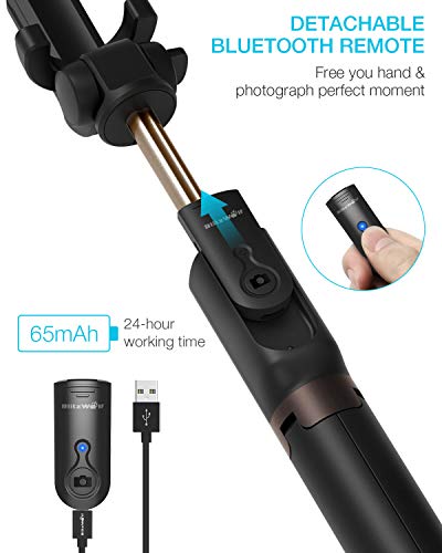 image for Selfie Stick Bluetooth, BlitzWolf Extendable Selfie Stick Tripod with 