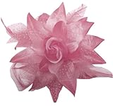 WD2U Dotted Lily Hair Clip/Brooch with Feathers Light Pink 1086