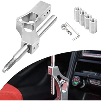 Sporacingrts Adjustable Short Shift Extension Shifter Knob with Adapters For Honda Civic Integra CRX (Silver)