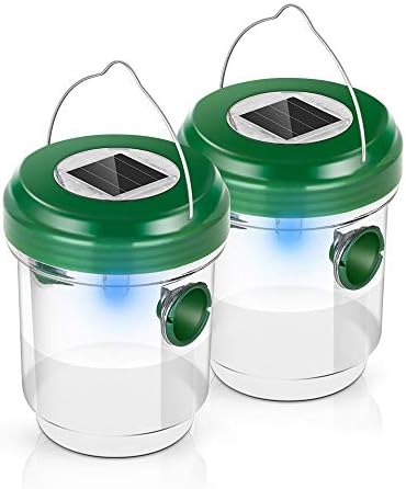 [2018 UPGRADED] Wasp Trap Catcher,Bee trap,Life Outdoor Solar Powered Fly Trap with Ultraviolet LED Light Waterproof for Trapping Bees, Hornets, Yellow Jackets, Bugs in Home Garden (2 PACK)