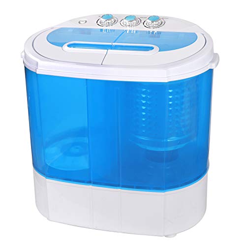 ZENY Portable Mini Compact Twin Tub Washing Machine Washer Dryer Spain Spinner 9.9lbs Capacity, Blue+ White