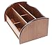 Cherry Brown Wooden Office Desk Organizer with 1 Paper/CD/DVD Rack and 4 Storage Compartments for Office Supplies and Desk Accessories - for Use on Desktop|Table|Counter in Kitchen Or Work Space