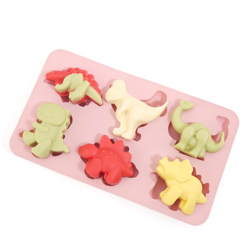 Silicone Mould Dinosaur Cake Mold 6 Cavity Dinosaur Silicone Chocolate Mold for Cake Soap Pudding Candy Chocolate