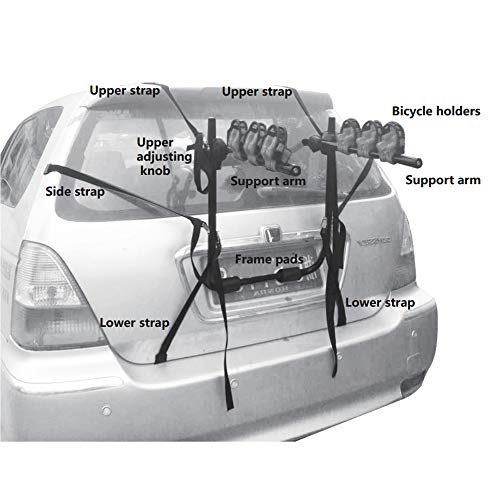 WINTOOLS 3-Bike Trunk Mounted Bicycle Carrier Rack - for Most Sedans, Hatchbacks, Minivans and SUVs