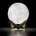 [AG 3D] Big Moon Lamp Night Light with Stand 5.9in Large 3D Childrens Lunar Rechargable USB Battery For Kids and Nursery Moonlight Nightlight Lamp Beautiful 3D Moon Light