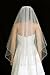 SAMKY 2T 2 Tier Classic Pencil Edge Bridal Wedding Veil - Ivory Fingertip Length 36