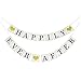 Happily Ever After Banner Sign Gold Glitter Heart -Wedding Engagement Bridal Shower Party Decorations - Photo Props