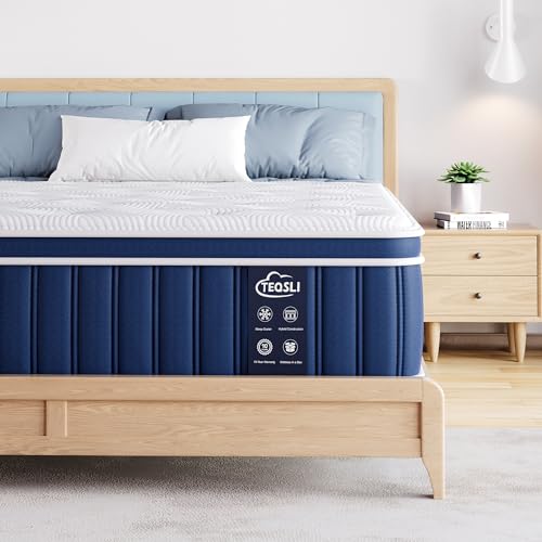 TeQsli Gel Spring Mattress 90 x 200 cm Height 25 cm Gel Memory Foam Pocket Spring Mattress for Pressure Relief, Orthopaedic & Ergonomic 9-Zone Mattress H3, Oeko-Tex & CertiPUR Certified