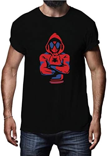 RappersShop Spiderman T-Shirt Superhero Black Cotton T-Shirt for Men Women