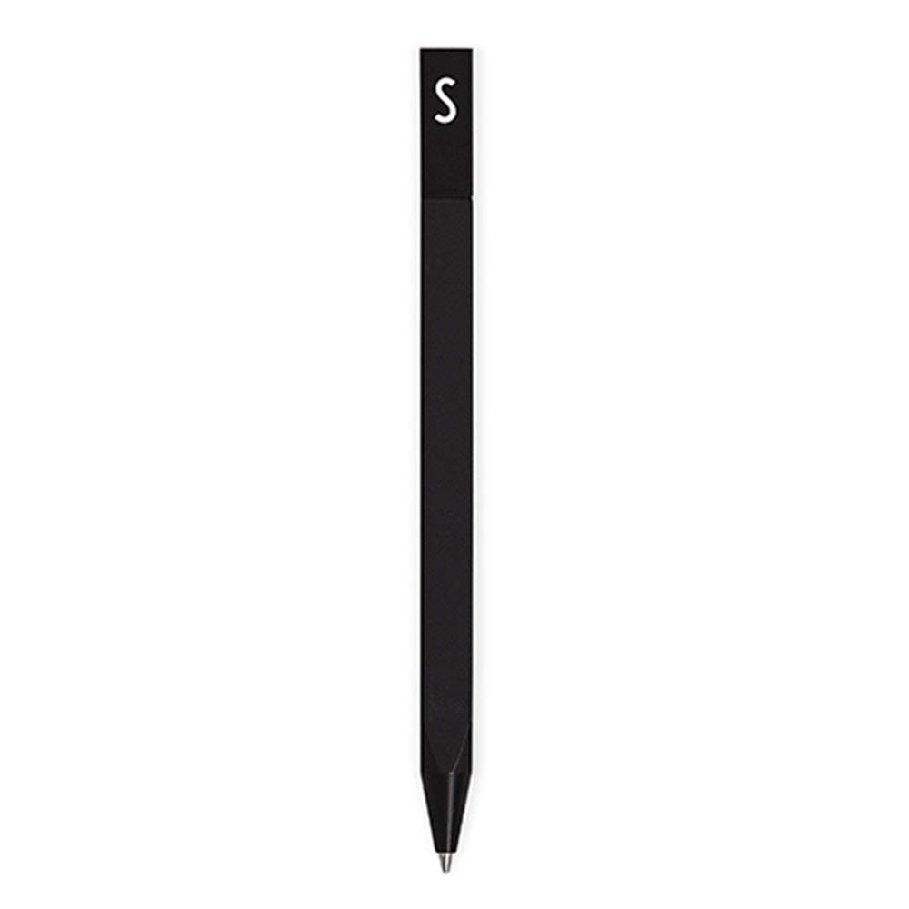 Personalised Engraved Black Ballpoint Ink Pen with Initial Ideal Stationary Gift for Writing, Drawing and Notetaking (S), letter s