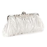 Crystals kiss lock satin pleated evening wedding prom bridal clutch lady handbag