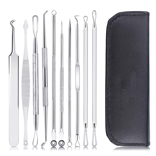 Ypymod 10 Stücke Mitesserentferner, Pickel Ausdrücken Werkzeug Set Blackhead Remover Aus Edelstahl, Komedonenquetscher Mit Aufbewahrungsbox Mitesser Entferner Für Nasen, Gesichtspflege