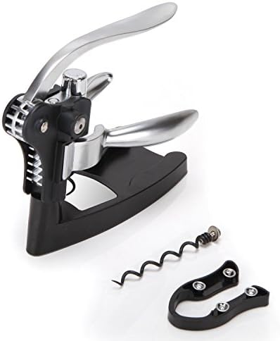 UFire Handheld Copper Wine Opener of Rabbit Type with Stand, Foil Cutter and Extra Corkscrew, Silver