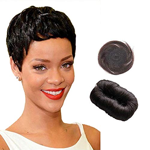 27 Pieces+1 Free Closure Short Hair Weave 100% Brazilian Virgin Human Hair Extension Natural Color #1b