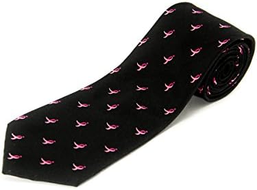 Knots for Hope Men's Ribbon Print Neck Tie in Black / Pink