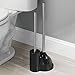 mDesign Bathroom Toilet Brush and Plunger Compact Combo Set - Black/Brushed