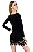 MiYang Women's Long Sleeve A-line Lace Stitching Trim Casual Dress 2XL Black