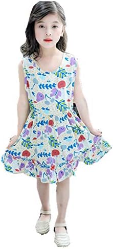 FTSUCQ Girls Floral Cherry Printed Princess Dresses