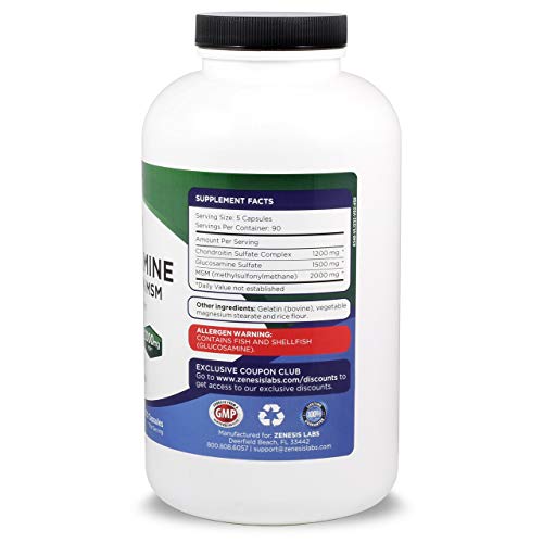 Glucosamine Sulfate + Chondroitin + MSM 450 Capsules (90 Day Supply