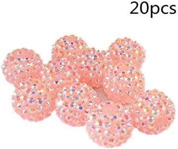 Drill Ball, Beads Charm Resin Round Ball for Women Girls DIY Bracelet Jewelry Making 10mm 20PCS Pink
