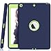 SYNTAK iPad 9.7 2017 Case,Slim Heavy Duty Shockproof Rugged Cover Three Layer Hard PC+Silicone Hybrid Impact Resistant Defender Full Body Protective Case (navy blue)
