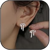 Bow Earrings for Women Small Silver Bow Ribbon Stud Earrings Dainty Bowknot Earring Hypoallergenic Christmas Jewelry Gift Accessories