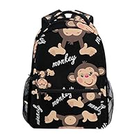 WIHVE School Backpack Cute Monkeys Bookbag Lady Travel Ruckack