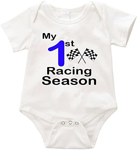 VRW My first Racing season - Boy Onesie Romper Bodysuit (3-6months, White)