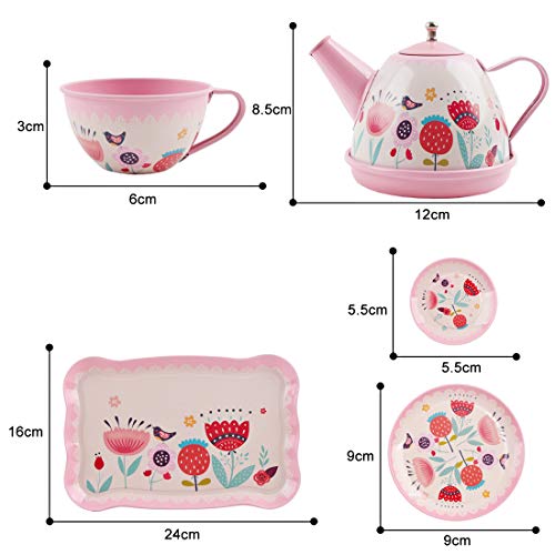 deAO 14 teiliges Tee-Service mit Tragetasche, in den Farben rosa – Bild 7