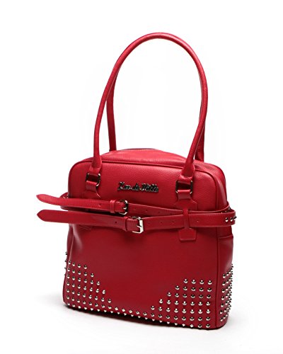 Lux de Ville Carly Deville Large Red Matte Studded Tote
