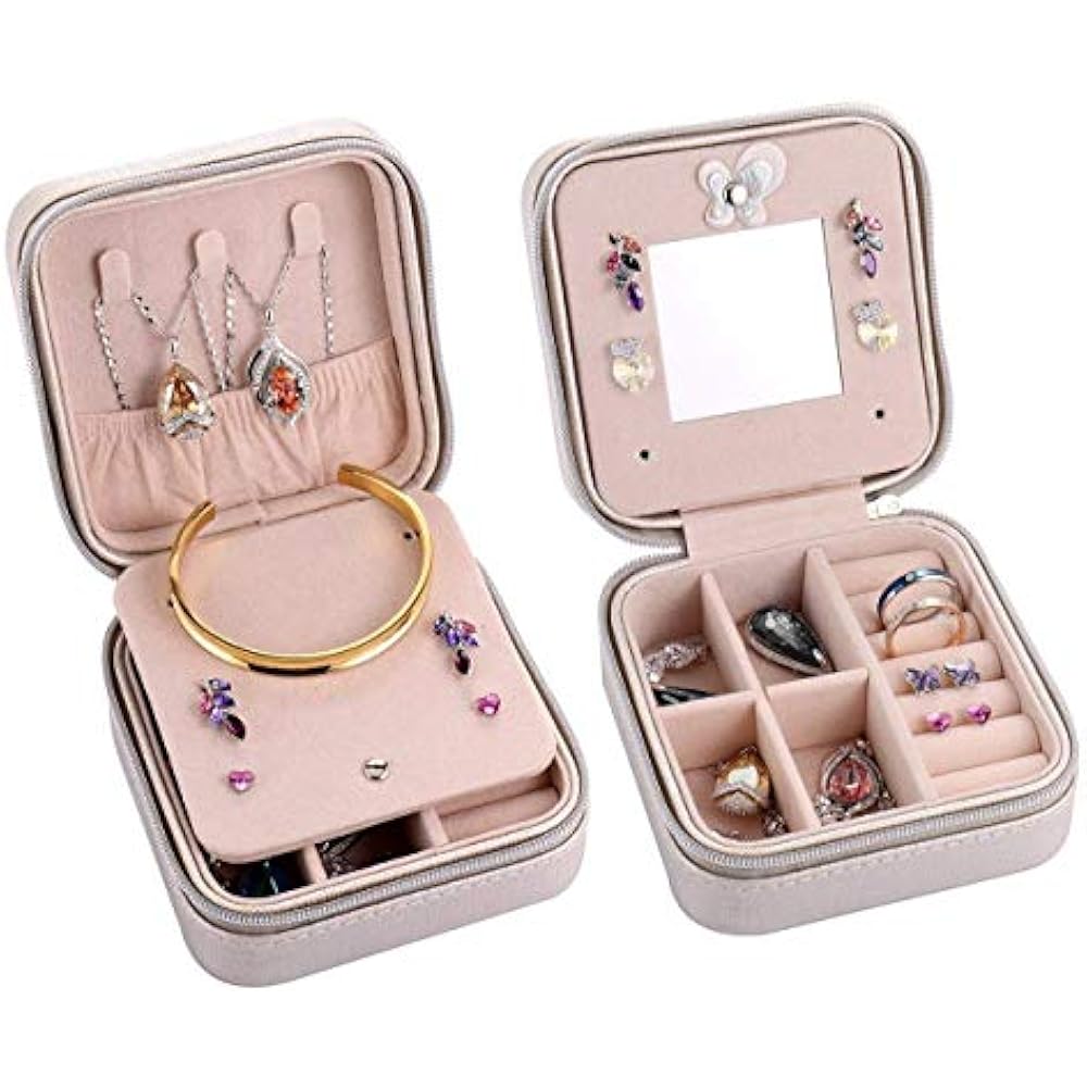 Portable Jewelry Boxes Case Travel Earring Ring Necklace Accesories