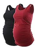 Liu & Qu Maternity Basic Tank Top Mama Clothes Neck Sleeveless Tops Women's Solid Side Ruching Vest