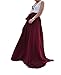 MELANSAY Women's Beatiful Bow Tie Summer Beach Chiffon High Waist Maxi Skirt XL,Dark Red