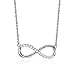 Serend Infinity Necklace Lucky Number 8 Pendant Link Chain Silver/White,Valentines Day Gifts