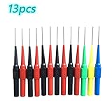 Adduswin 13pcs Insulation Piercing Needle Non-Destructive Pin Test Probes,4mm Banana Socket for Car Tester Red/Black/Blue/Green/Yellow