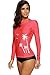 CharmLeaks Women's Long Sleeve Rash Guard Swimsuit UPF 50+ Sunblock Shirts Coral M