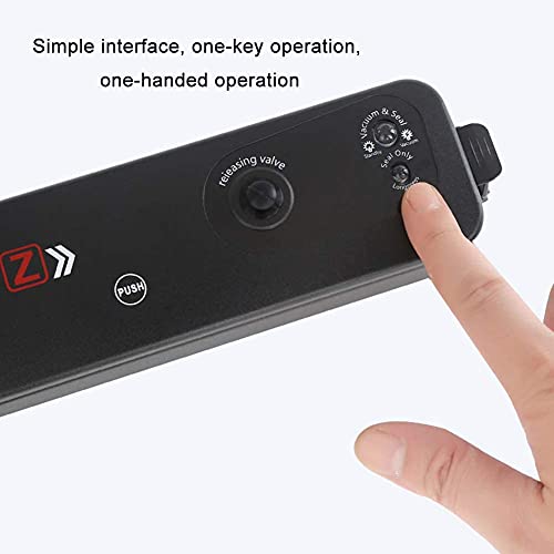 Macchina Sottovuoto per Alimenti, 2 in 1 Professionale Sottovuoto Macchina, Automatica Portatile Macchina Sottovuoto, Macchina per Sottovuoto Foodsaver con 10 Sacchetti (Nero)