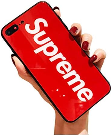 iPhone 8 Plus Case, iPhone 7 Plus Case, Street Fashion Tempered Glass Back Cover Soft Anti-Scratch TPU Case For iPhone 8 Plus / 7 Plus