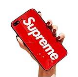 iPhone 8 Plus Case, iPhone 7 Plus Case, DZEER Case Street Fashion Tempered Glass Back Cover Soft Anti-Scratch TPU Case(Red)