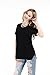 Women Solid Criss Cross Front V-Neck Casual Short Sleeve Plain Basic Girls Sexy T-Shirt Tops (Black, L)