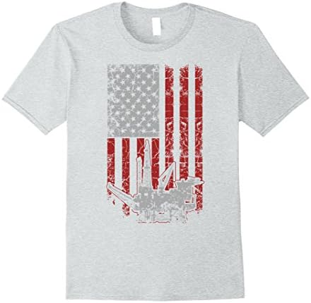 Mens Oilfield: American Flag Oil Worker Medium Heather Grey