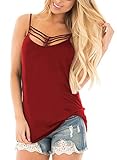Alvaq Womens Summer Casual Criss Cross Ladies Sleeveless Basic Tank Tshits Tunic Plus Size Small Red