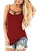 Alvaq Womens Summer Casual Criss Cross Ladies Sleeveless Basic Tank Tshits Tunic Plus Size Small Red