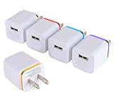 Maeline One Port 1A USB AC Power Adapter – Pack of 5 - Assorted Colors