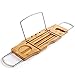 Utoplike Bamboo Bathtub Caddy Tray Bath Tray for Tub, Adjustable Bathroom Bathtub Organizer with Book Tablet Wine Glass Cup Towel Holder,Distinctive Gift (24.5-37.4