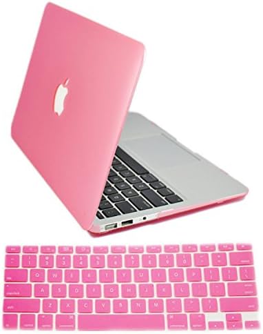 Candance（TM）Pink Rubberized Frosted Matte Surface Hard Shell Case Cover for Macbook Air 13" 13.3" A1369 &amp; A1466 with Silicone Keyboard Cover Skin Stickers Protector and screen protector (Pink with Silicone Keyboard Cover Skin Stickers Protector)